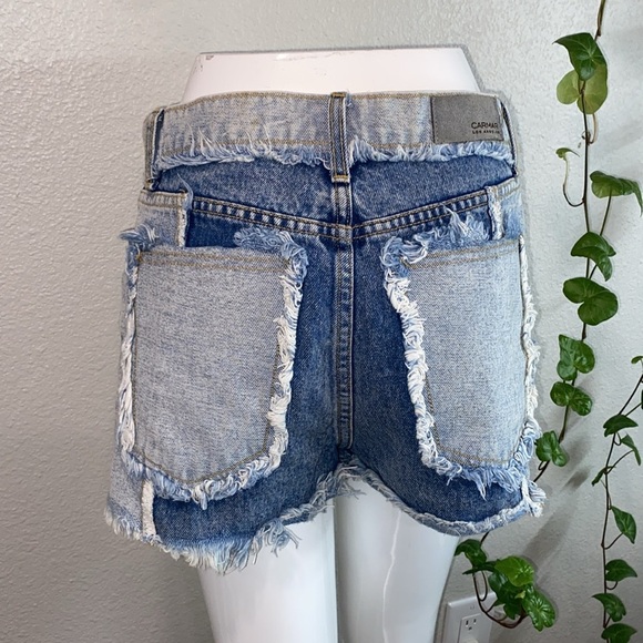 Carmar BlueJean Shorts High-Waisted Two-Tone Distressed Two Tone Cutoff Denim 26 - Picture 4 of 10